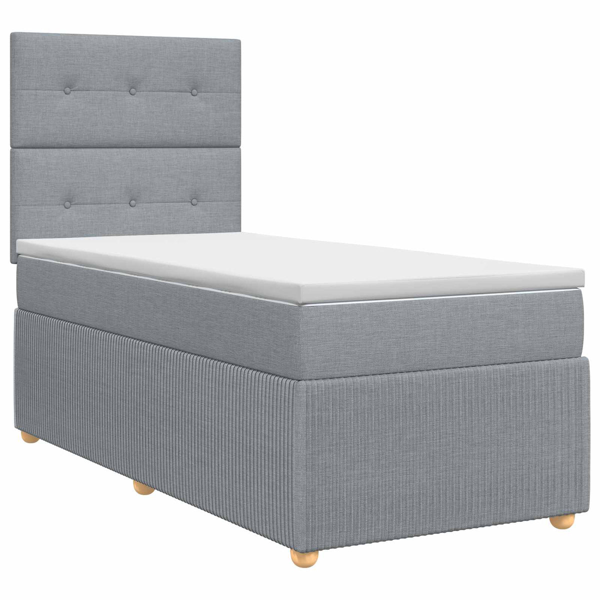 Boxmadras med topmadras med hovedgærde Lysegrå 90 x 200 cm Stof