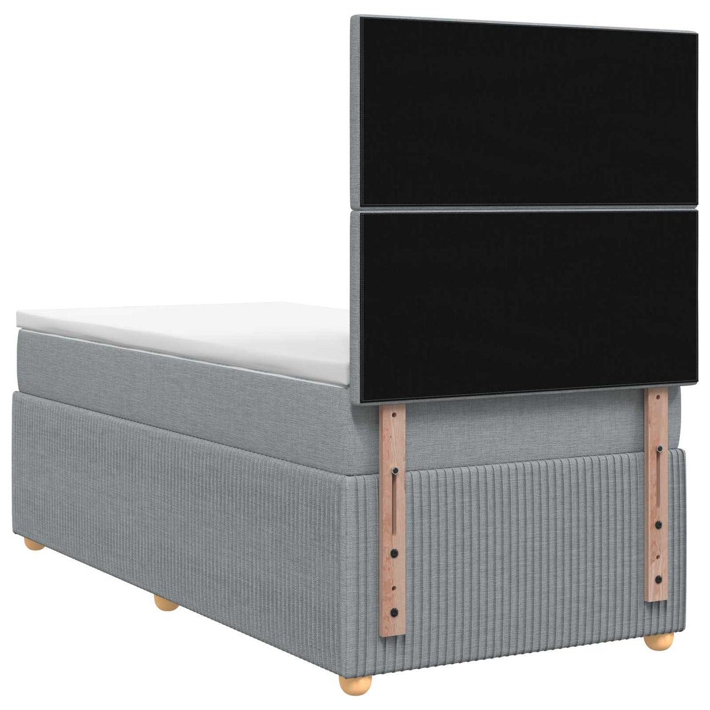 Boxmadras med topmadras med hovedgærde Lysegrå 90 x 200 cm Stof
