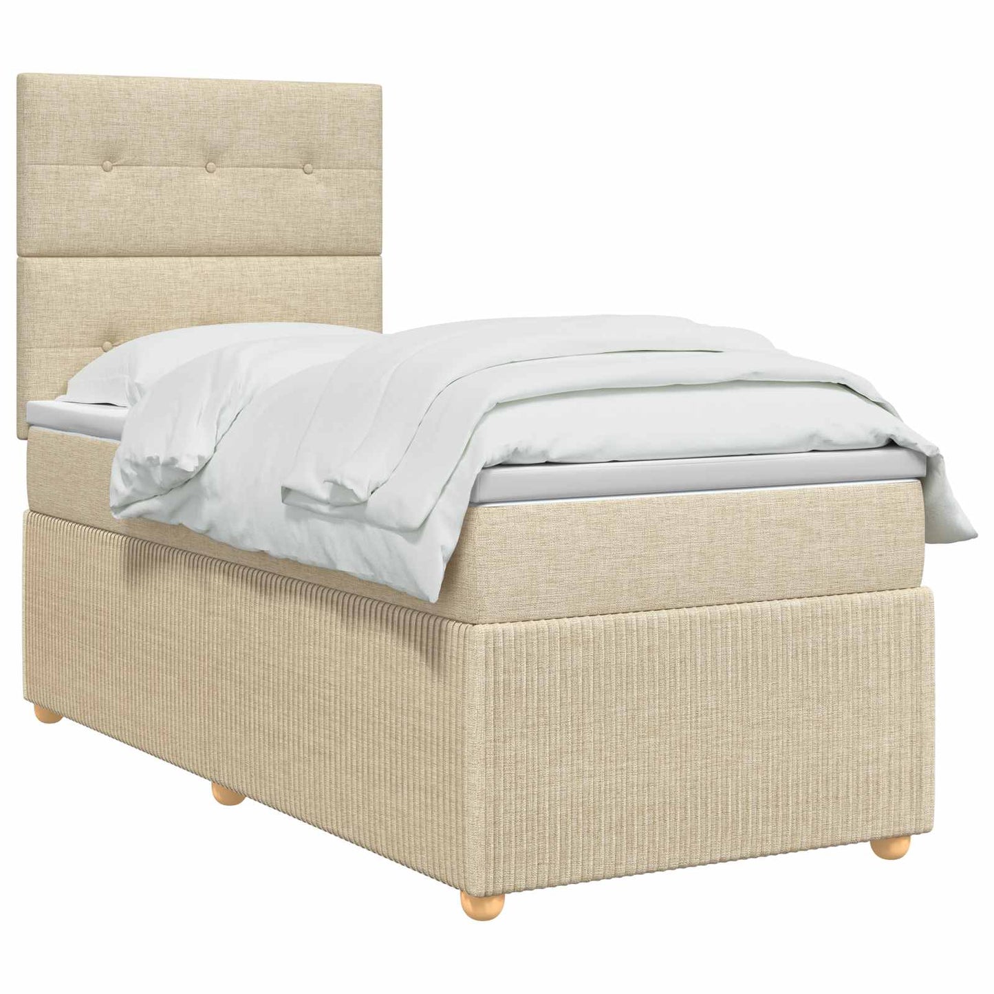 Boxmadras med topmadras Cremefarvet 90 x 200 cm Stof