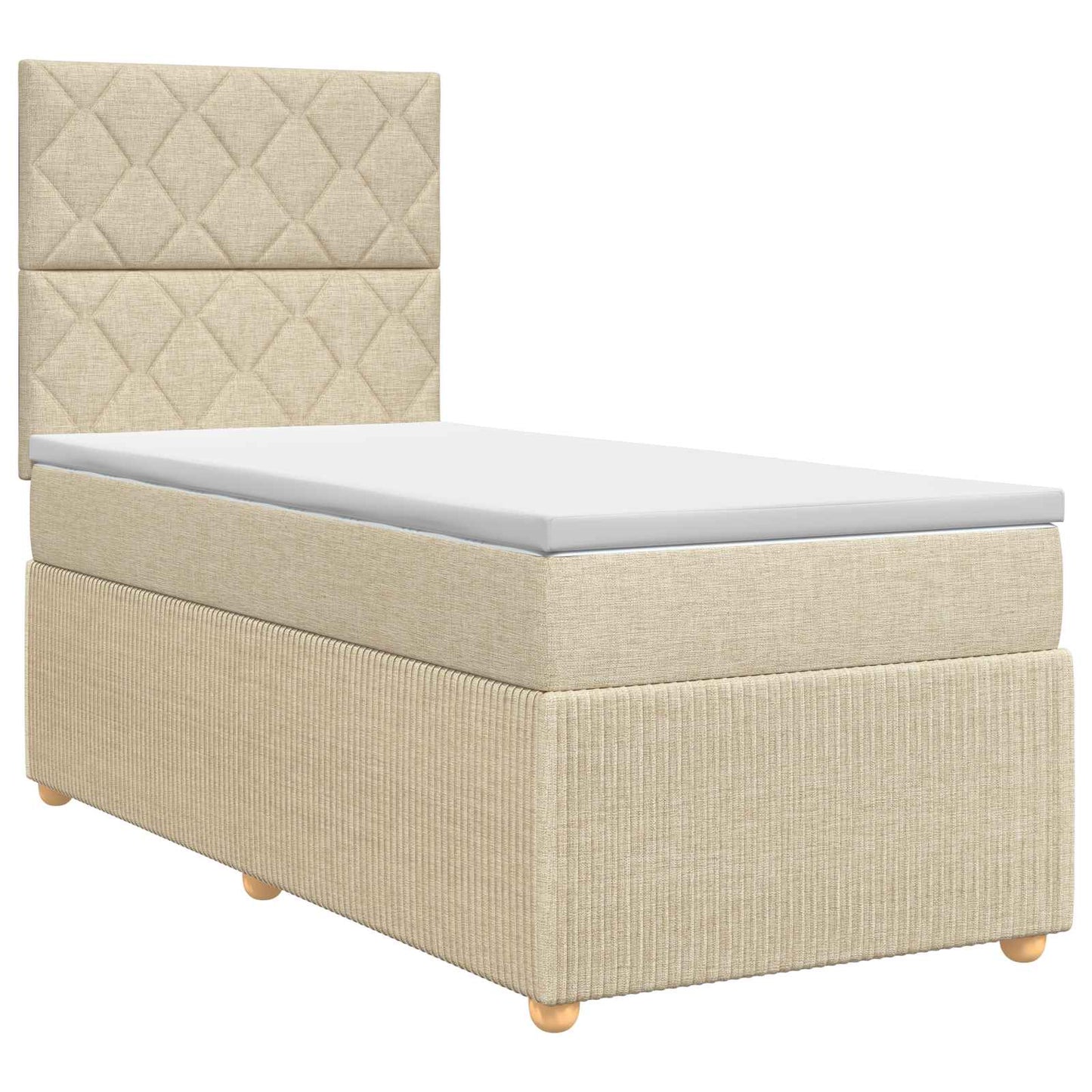 Boxmadras med topmadras Cremefarvet 90 x 200 cm Stof
