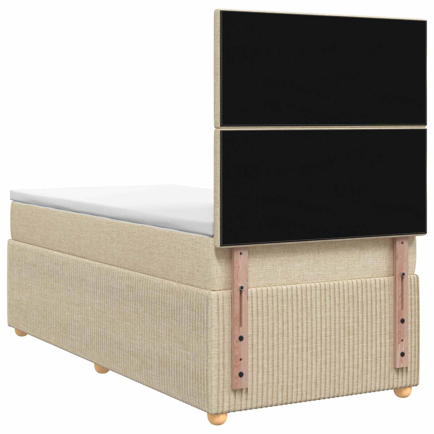 Boxmadras med topmadras Cremefarvet 90 x 200 cm Stof