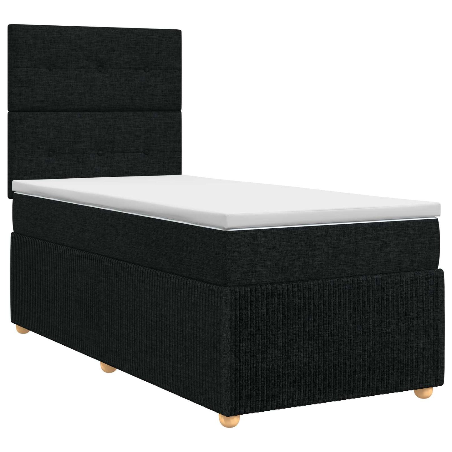 Boxmadras med topmadras med hovedgærde Sort 100 x 200 cm Stof