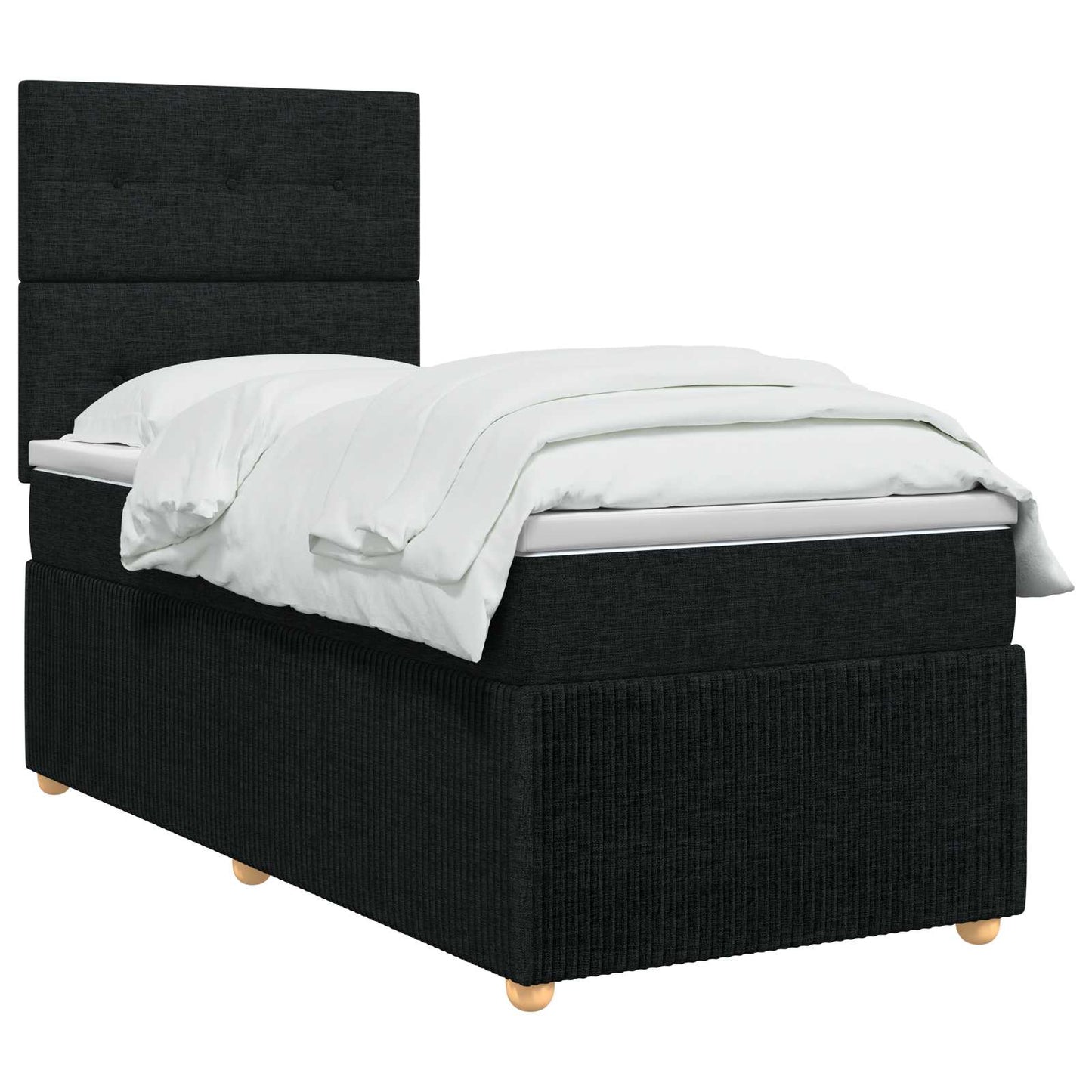 Boxmadras med topmadras med hovedgærde Sort 100 x 200 cm Stof