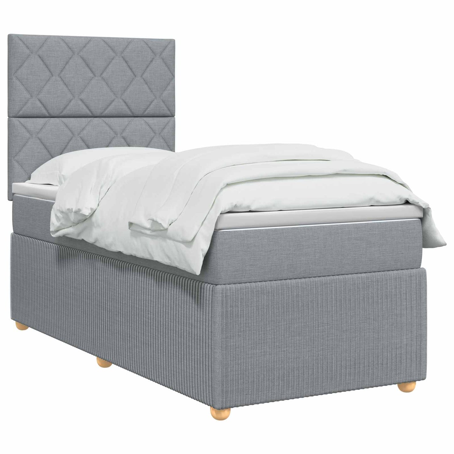 Boxmadras med topmadras Lysegrå 100 x 200 cm Stof