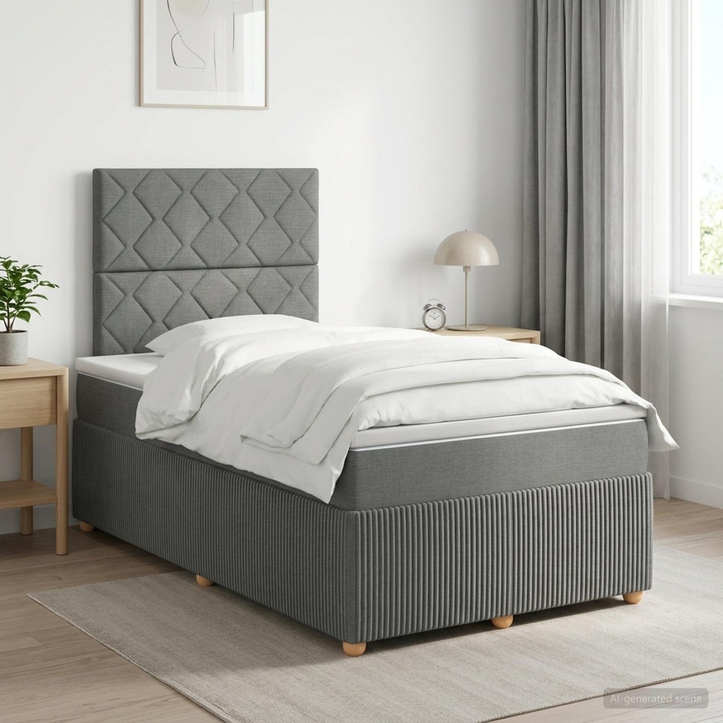 Boxmadras med topmadras Mørkegrå 120 x 190 cm Stof