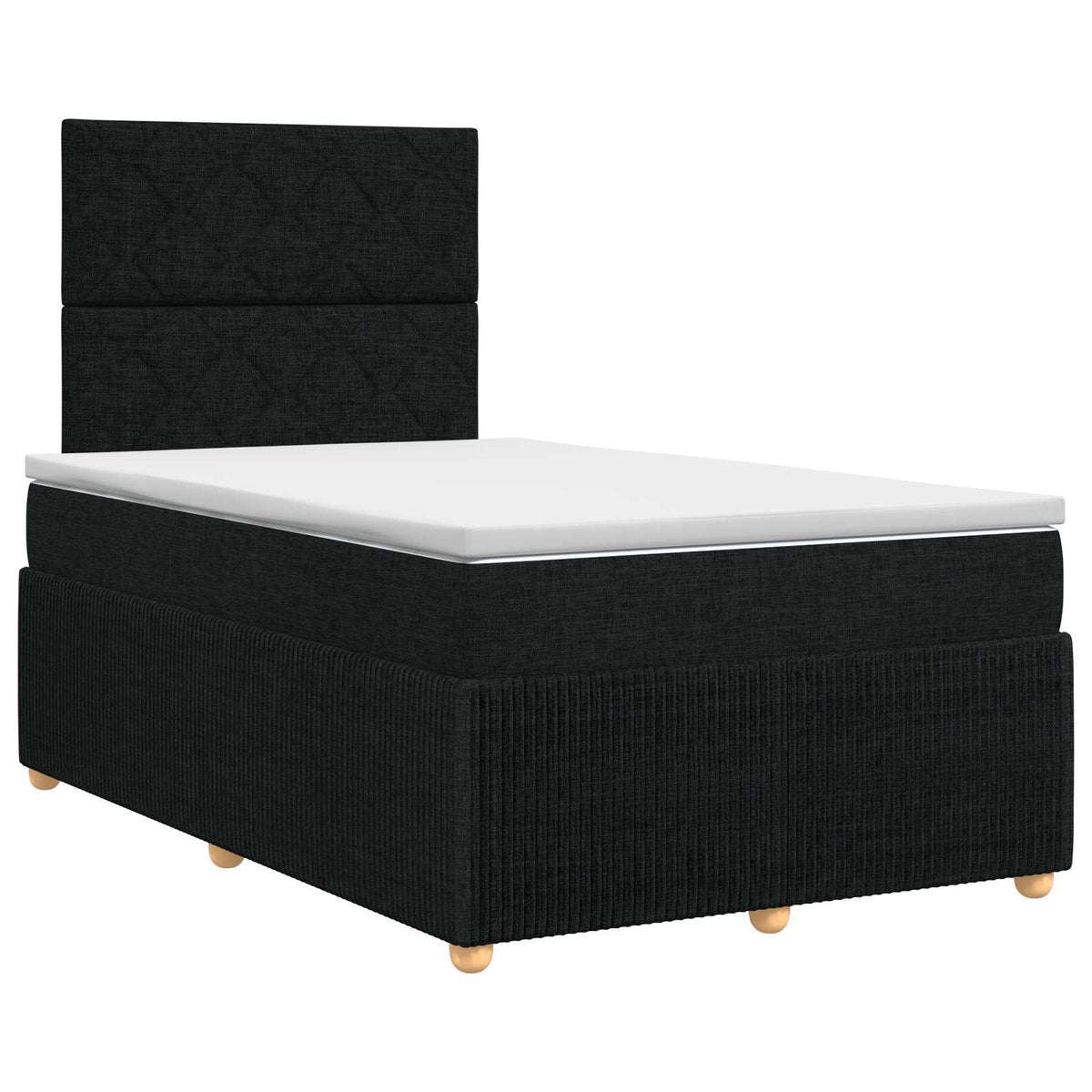 Boxmadras med topmadras med hovedgærde Sort 120 x 200 cm Stof