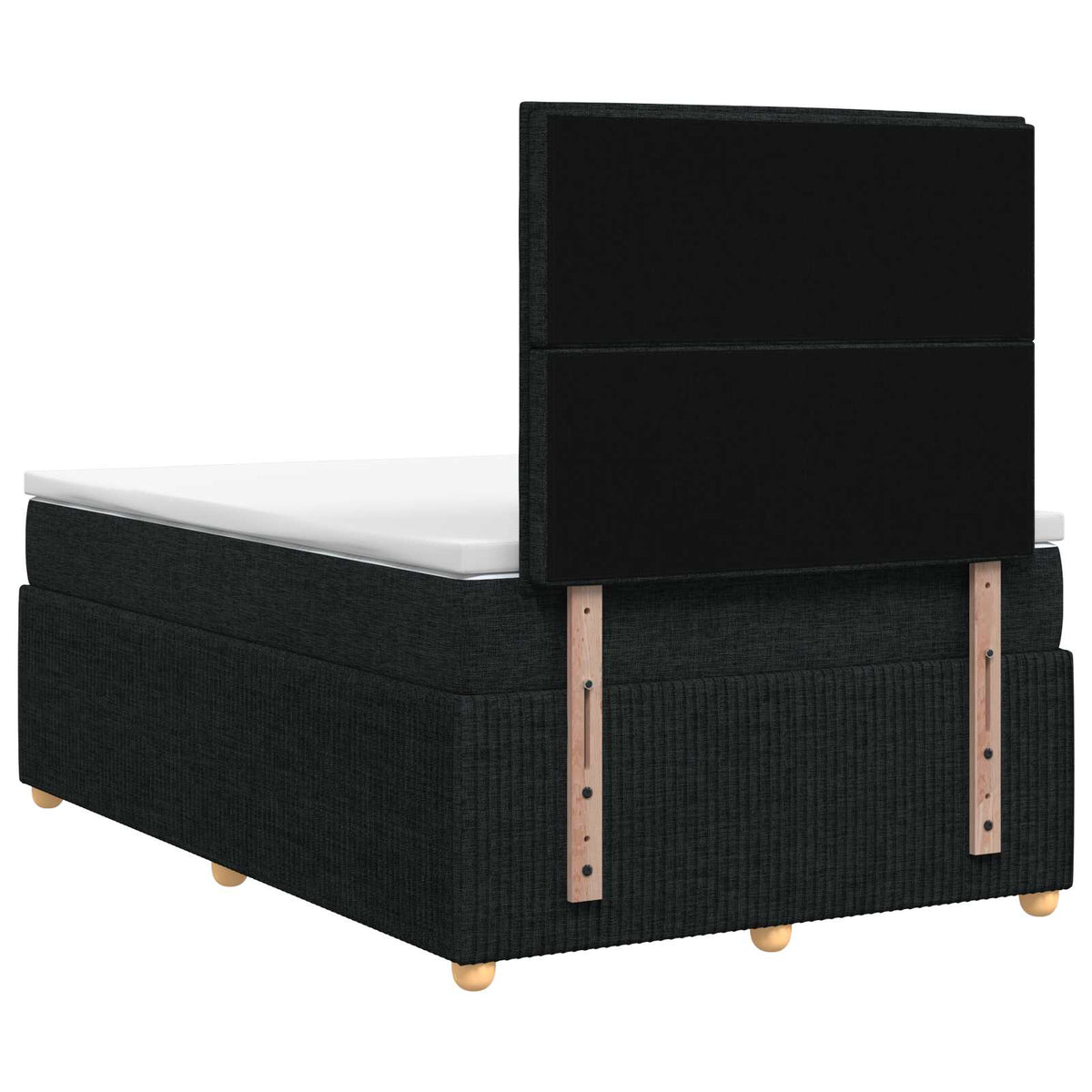 Boxmadras med topmadras med hovedgærde Sort 120 x 200 cm Stof
