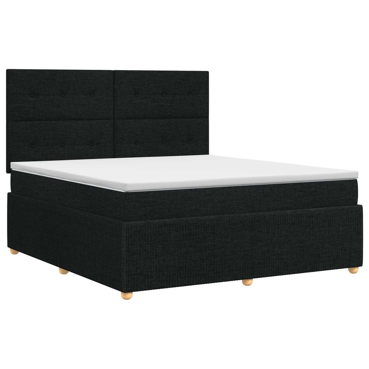 Boxmadras med topmadras med hovedgærde Sort 140 x 190 cm Stof