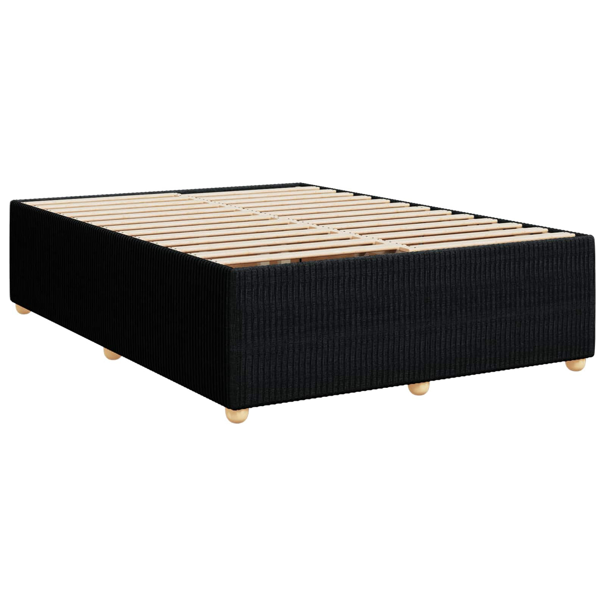 Boxmadras med topmadras med hovedgærde Sort 140 x 190 cm Stof