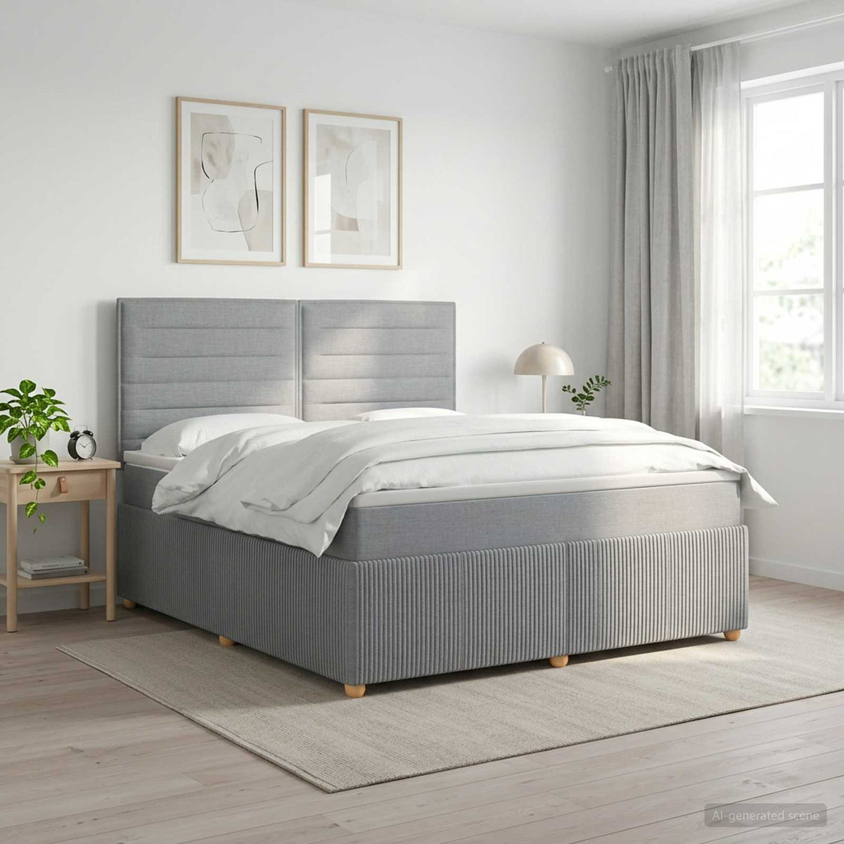 Boxmadras med topmadras Lysegrå 180 x 200 cm Stof