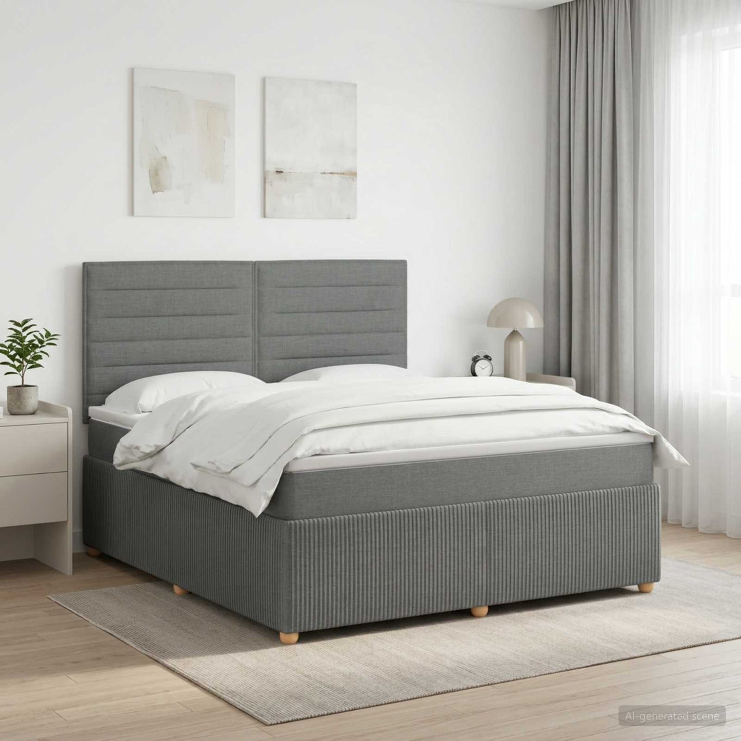 Boxmadras med topmadras Mørkegrå 160 x 200 cm Stof