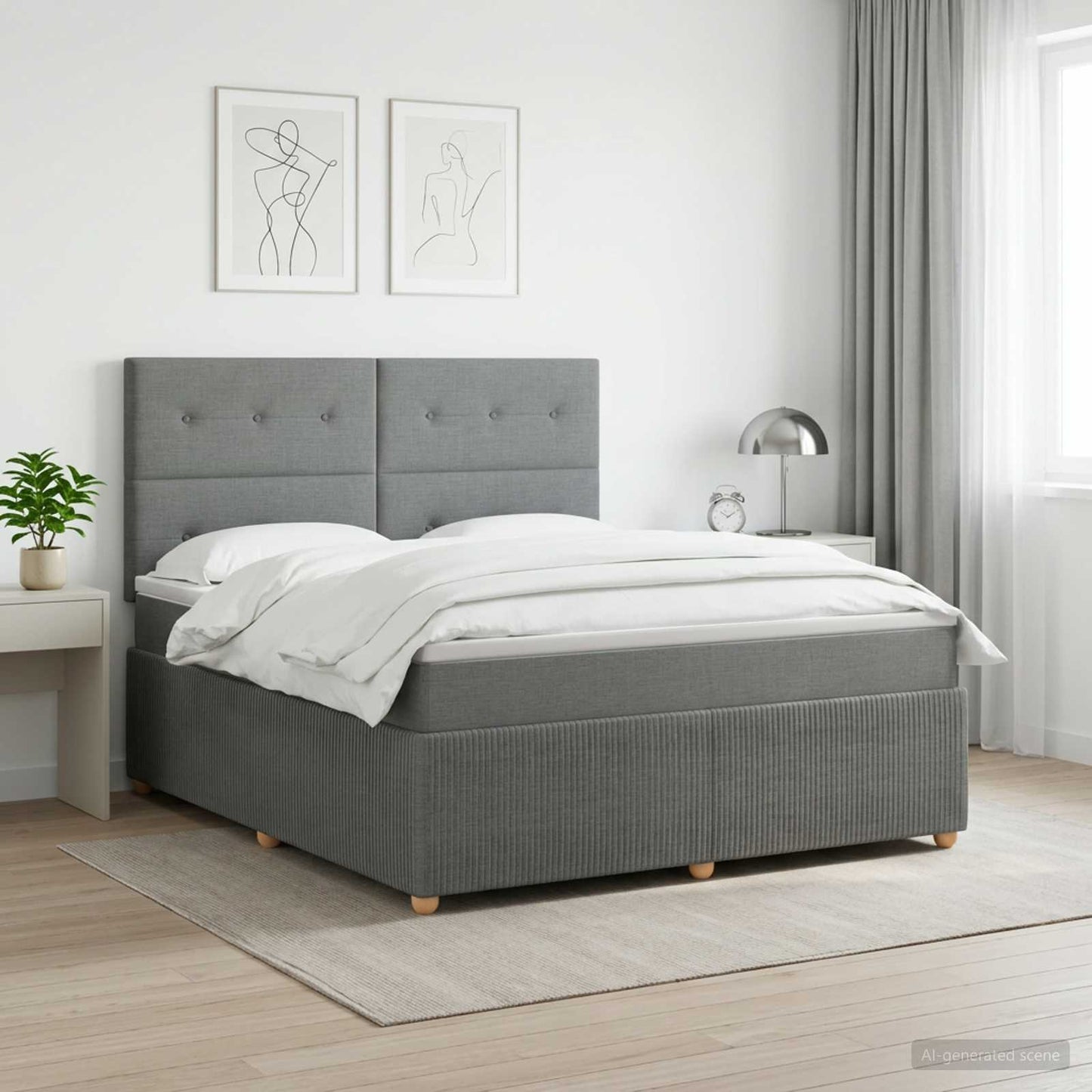 Boxmadras med topmadras Mørkegrå 140 x 190 cm Stof