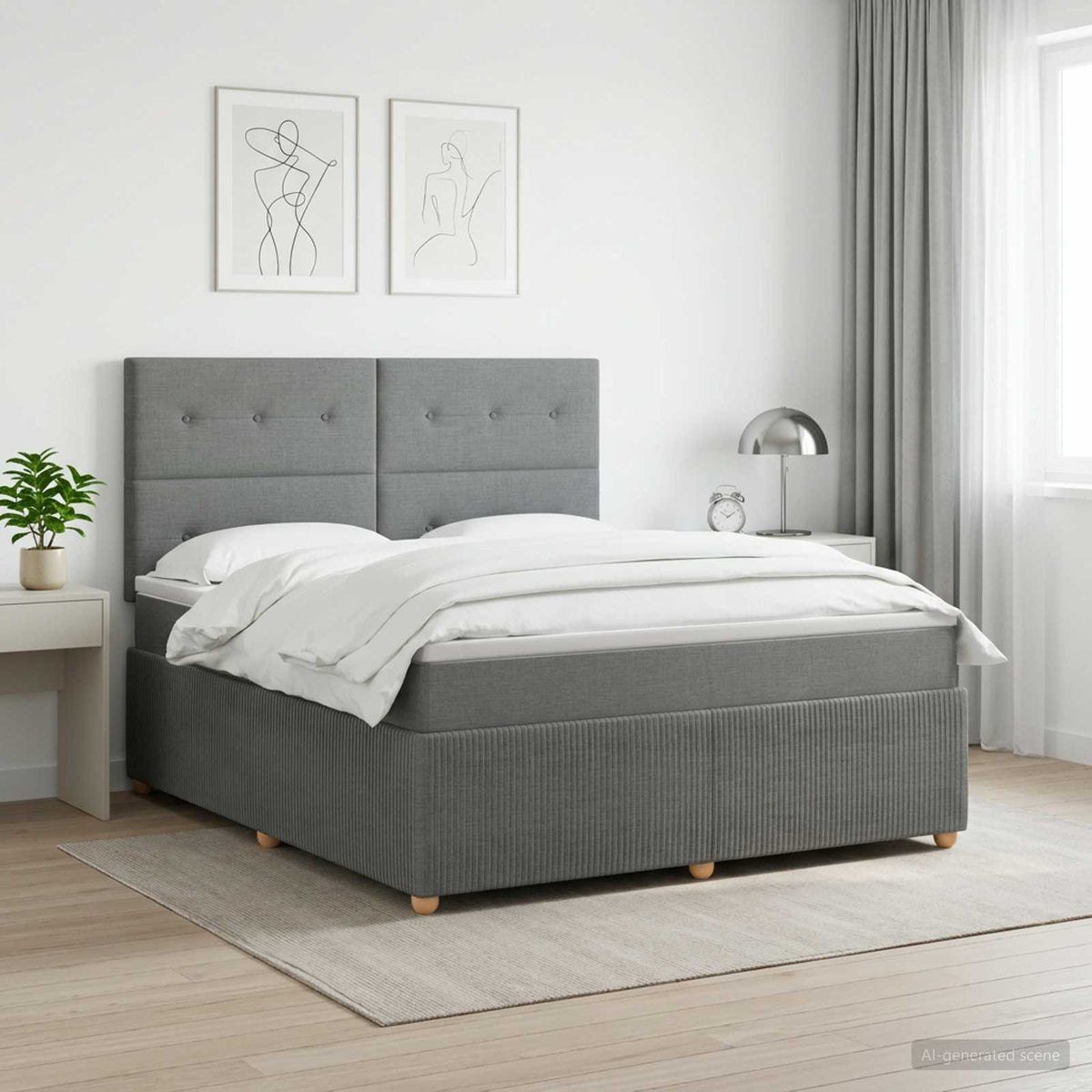 Boxmadras med topmadras Mørkegrå 160 x 200 cm Stof