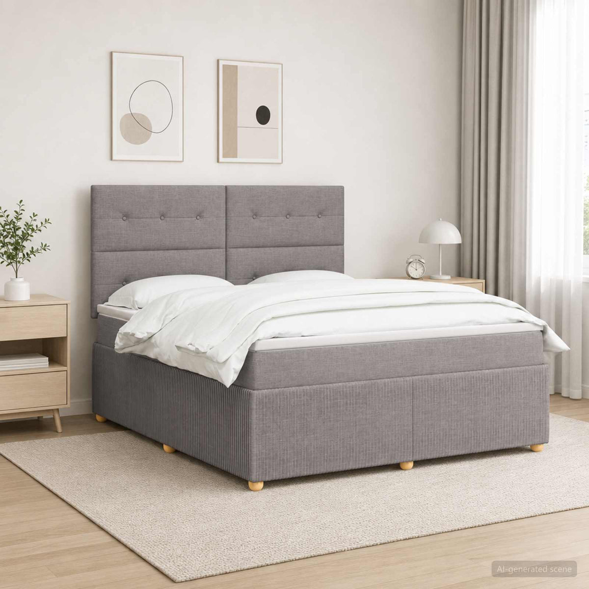 Boxmadras med topmadras Gråbrun 180 x 200 cm Stof