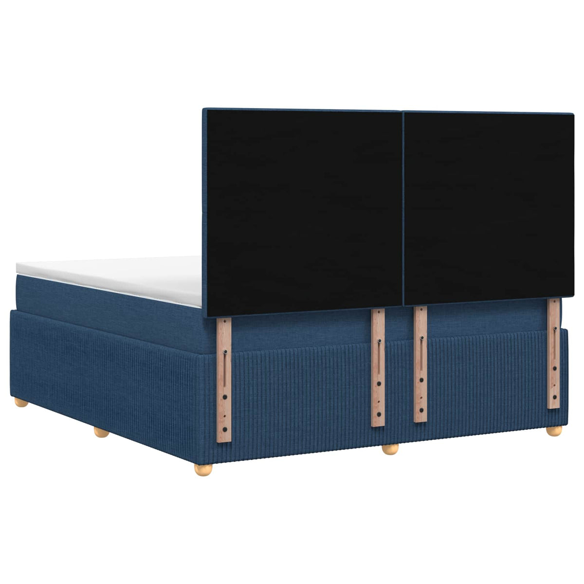 Boxmadras med topmadras med hovedgærde Blå 180 x 200 cm Stof
