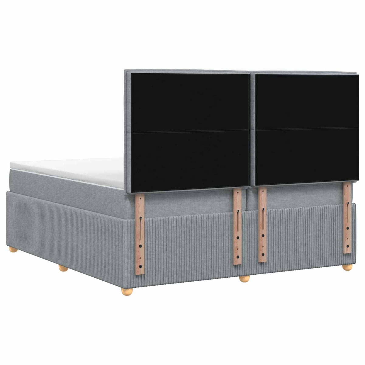 Boxmadras med topmadras Lysegrå 200 x 200 cm Stof