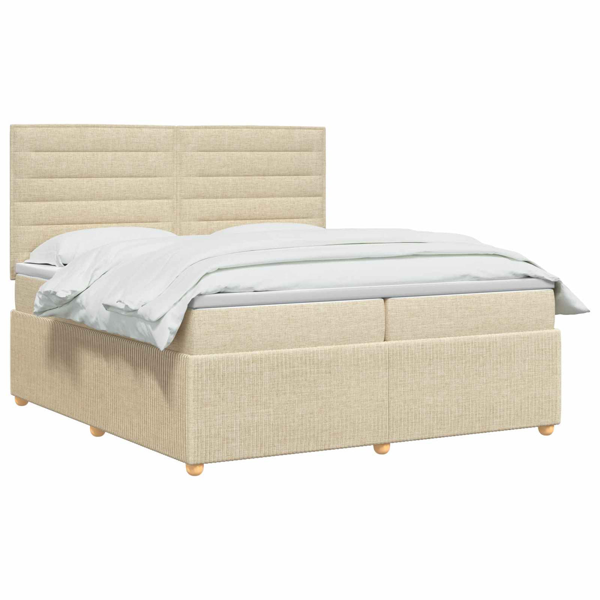 Boxmadras med topmadras Cremefarvet 200 x 200 cm Stof