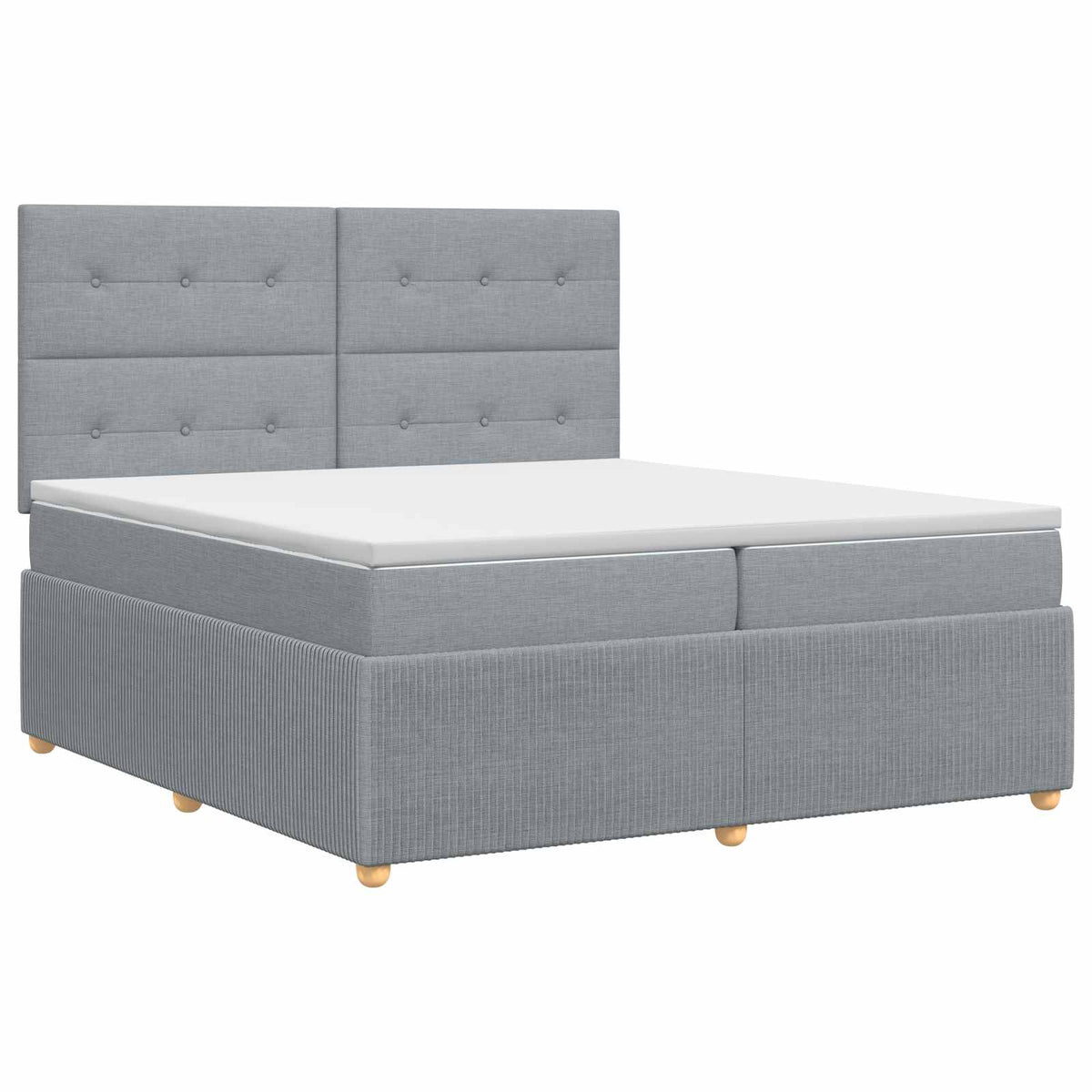 Boxmadras med topmadras Lysegrå 200 x 200 cm Stof