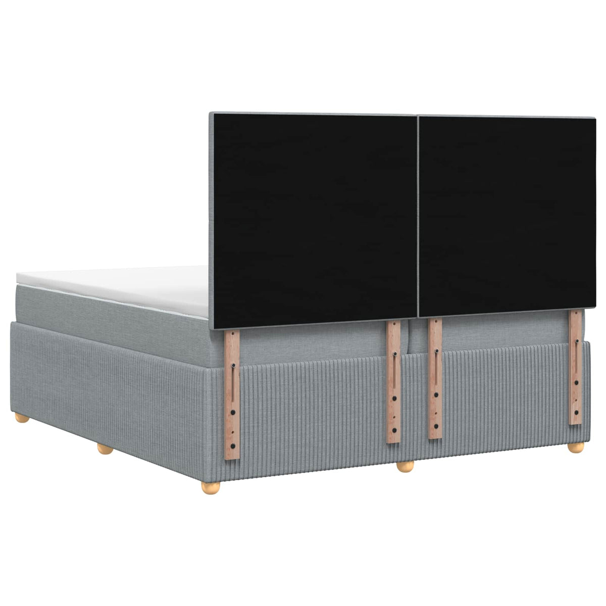 Boxmadras med topmadras Lysegrå 200 x 200 cm Stof