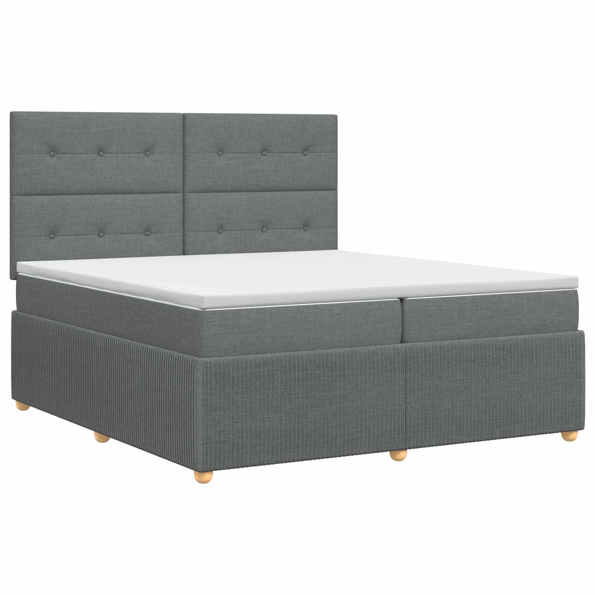 Boxmadras med topmadras Mørkegrå 200 x 200 cm Stof