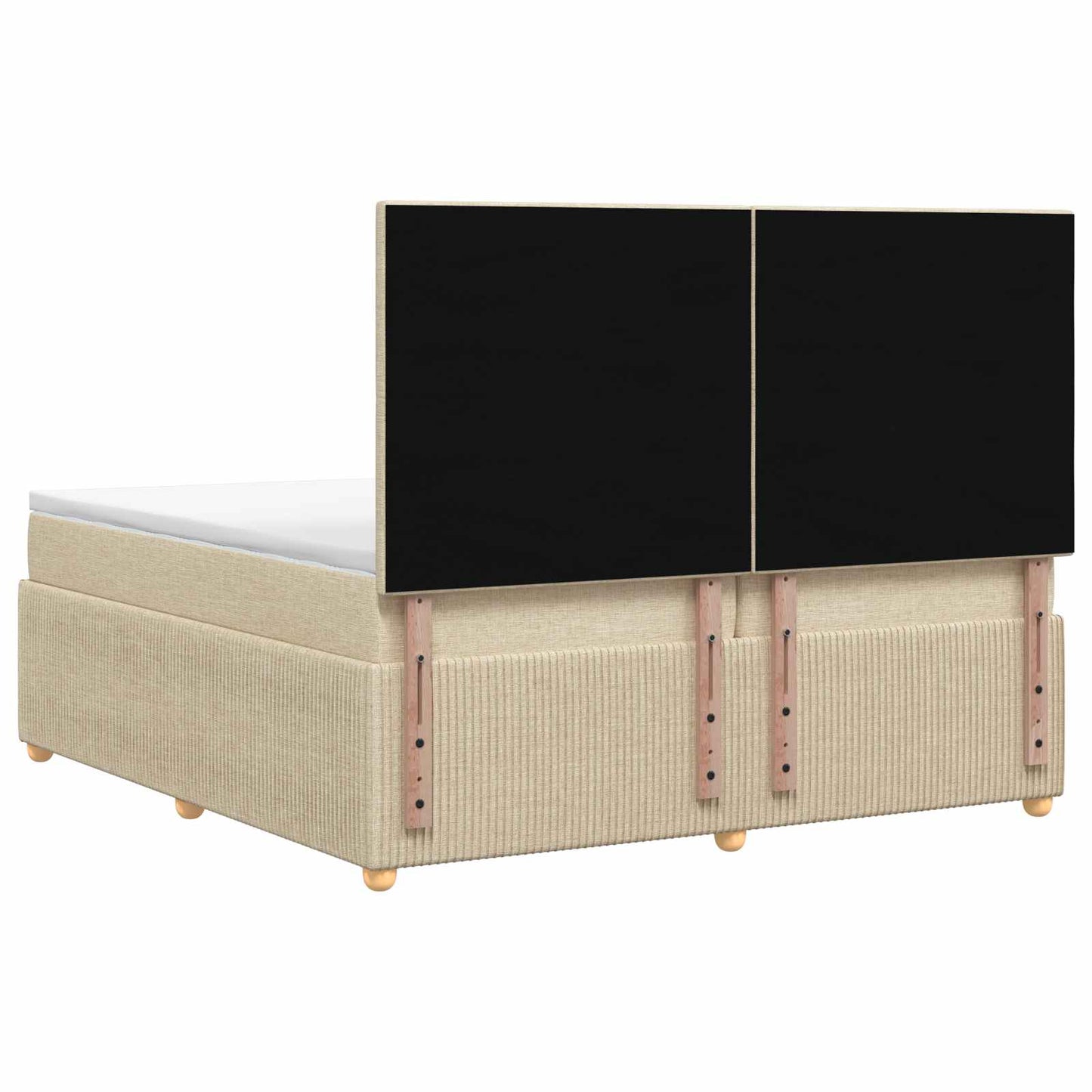 Boxmadras med topmadras Cremefarvet 200 x 200 cm Stof