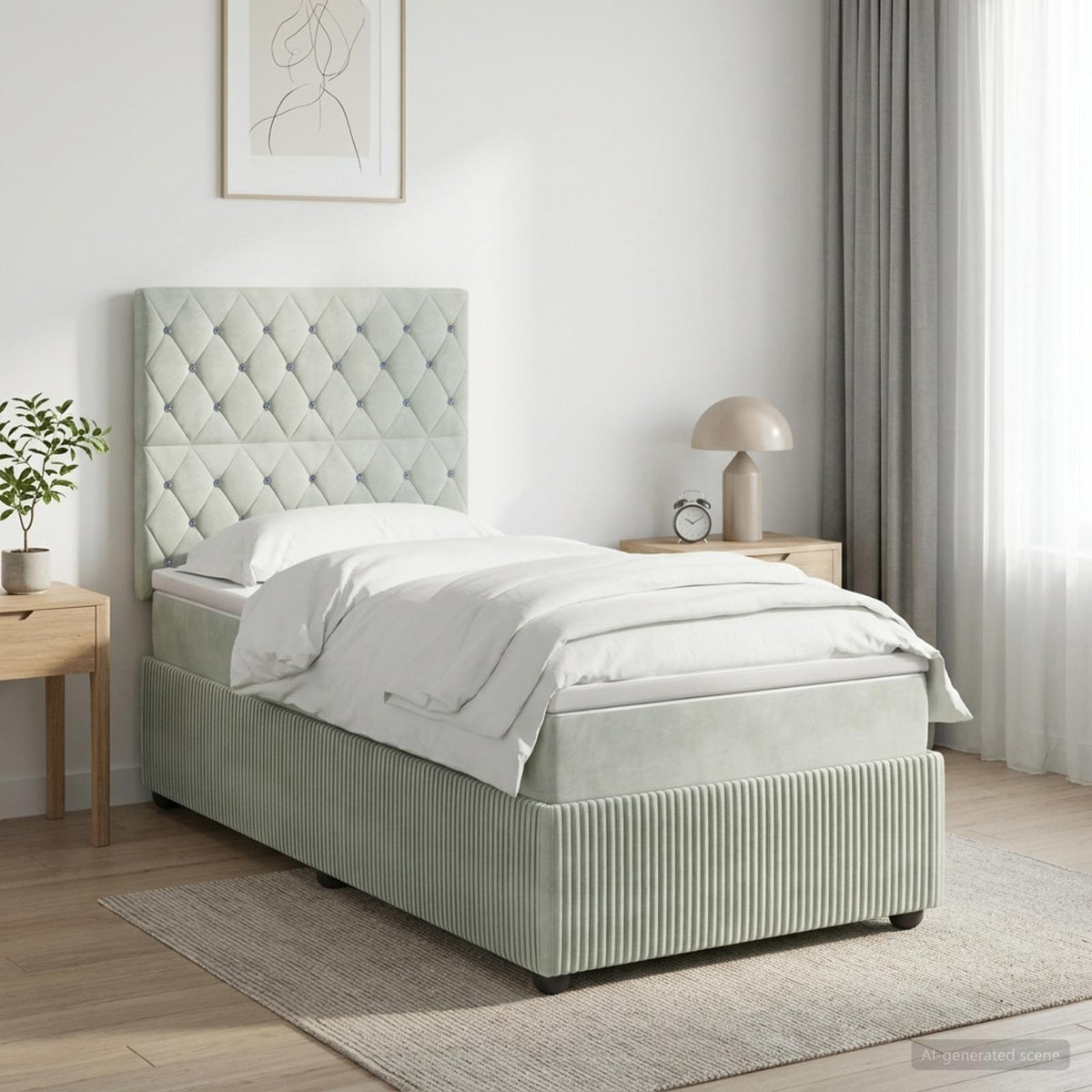 Boxmadras med topmadras Lysegrå 80 x 200 cm Fløjl