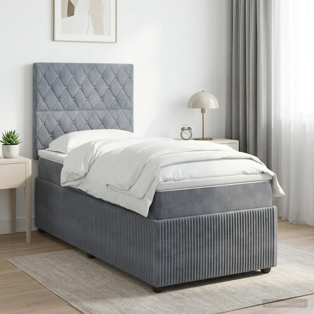 Boxmadras med topmadras Mørkegrå 100 x 200 cm Fløjl