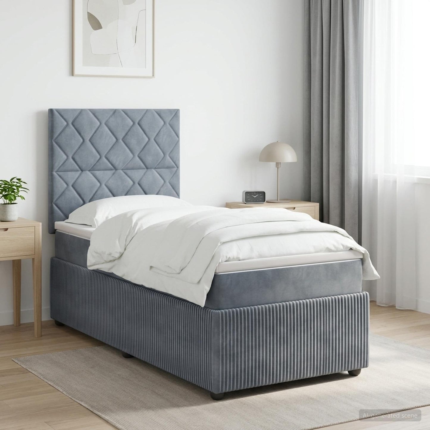 Boxmadras med topmadras Mørkegrå 90 x 200 cm Fløjl