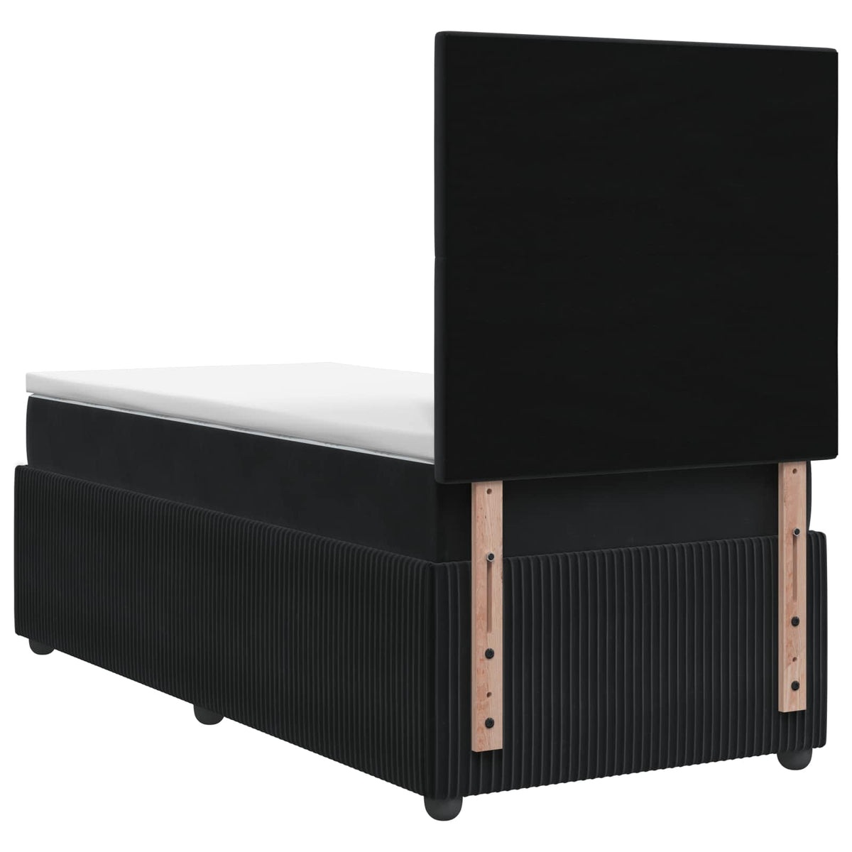 Boxmadras med topmadras med hovedgærde Sort 90 x 190 cm Fløjl
