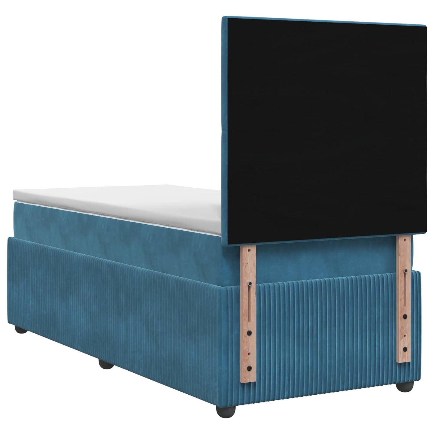 Boxmadras med topmadras med hovedgærde Blå 90 x 190 cm Fløjl