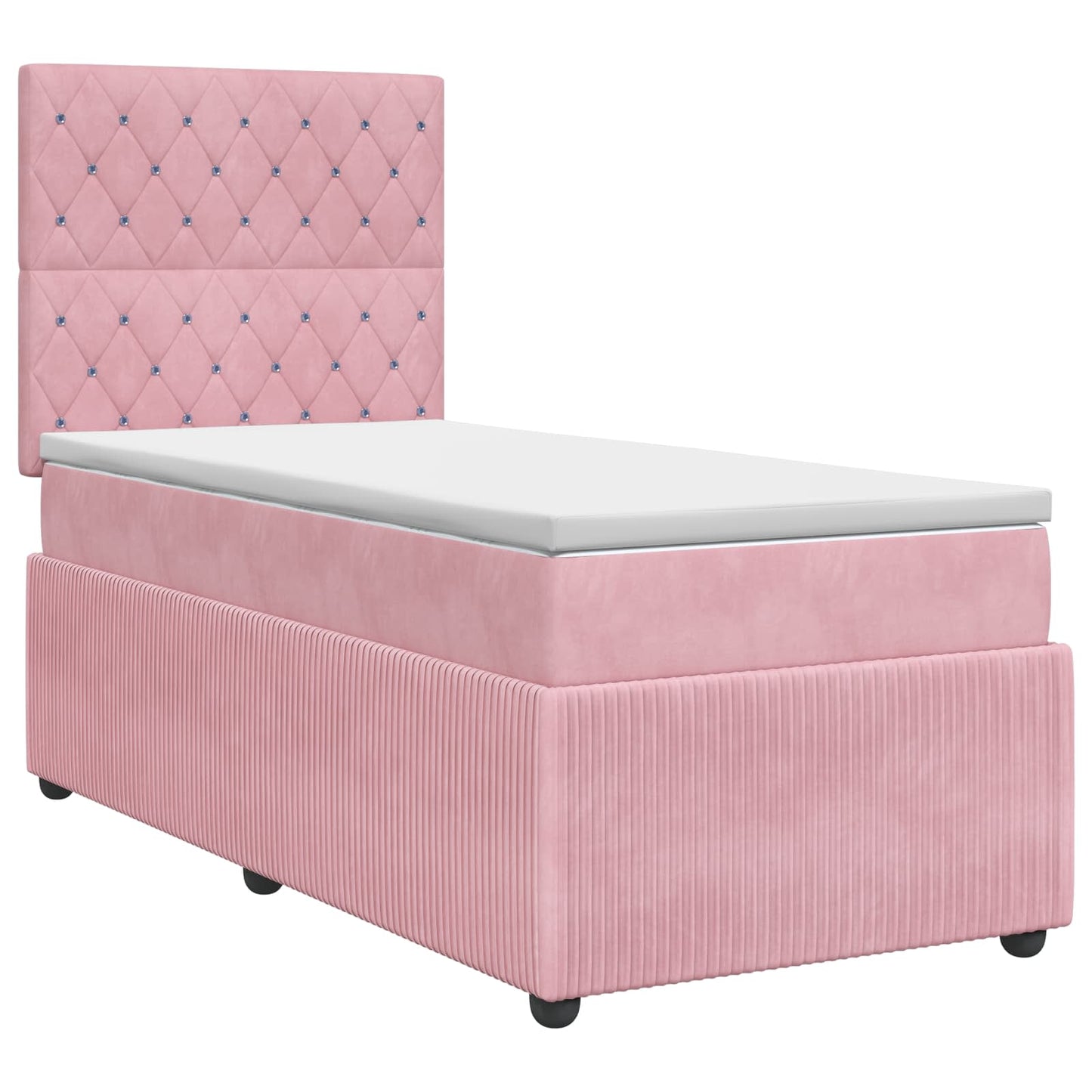 Boxmadras med topmadras Lyserød 90 x 190 cm Fløjl