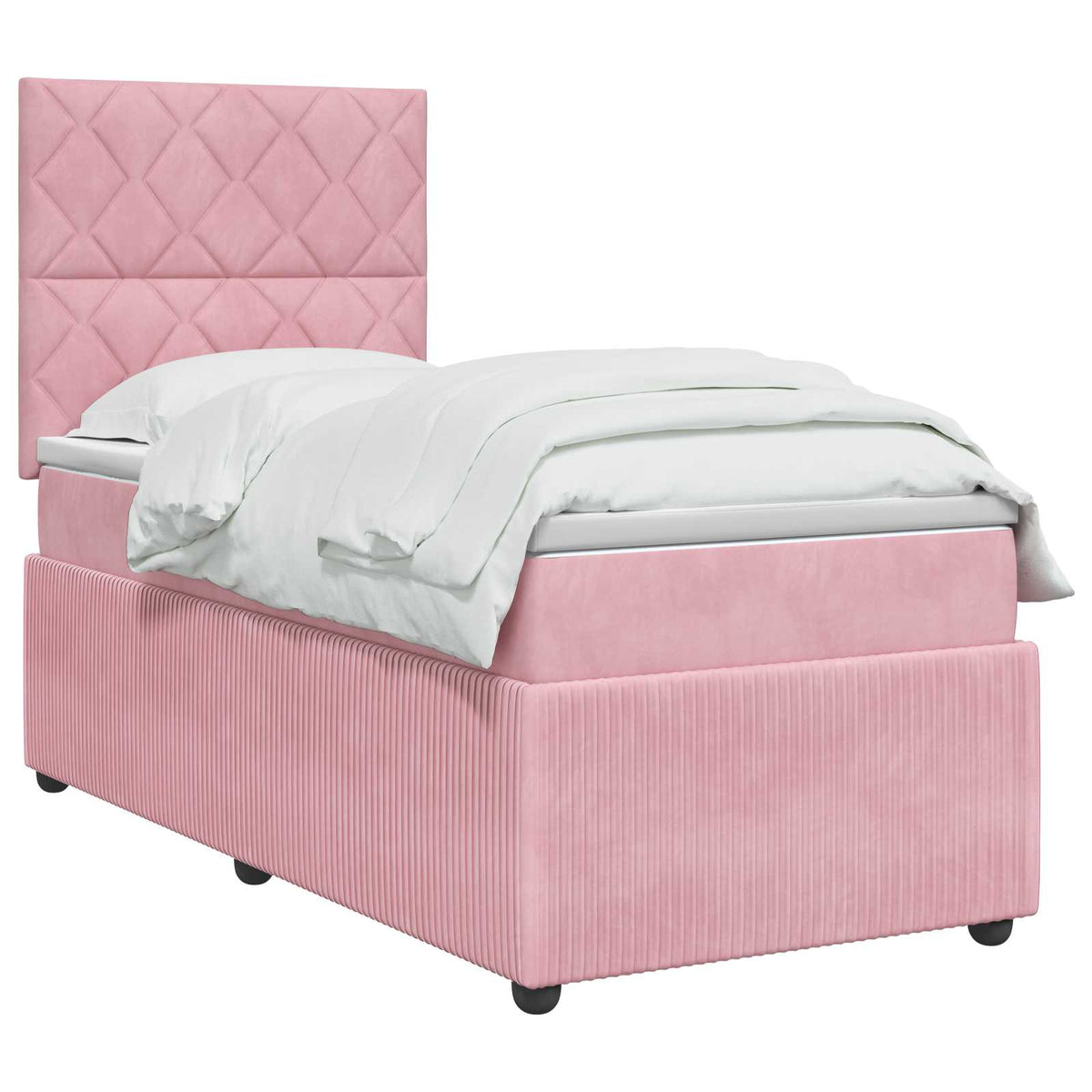 Boxmadras med topmadras Lyserød 90 x 190 cm Fløjl