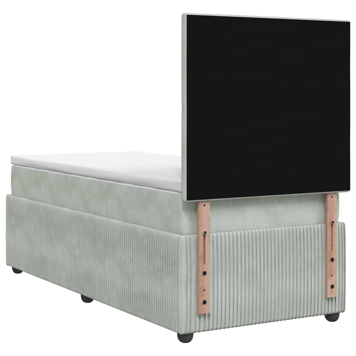 Boxmadras med topmadras Lysegrå 90 x 200 cm Fløjl
