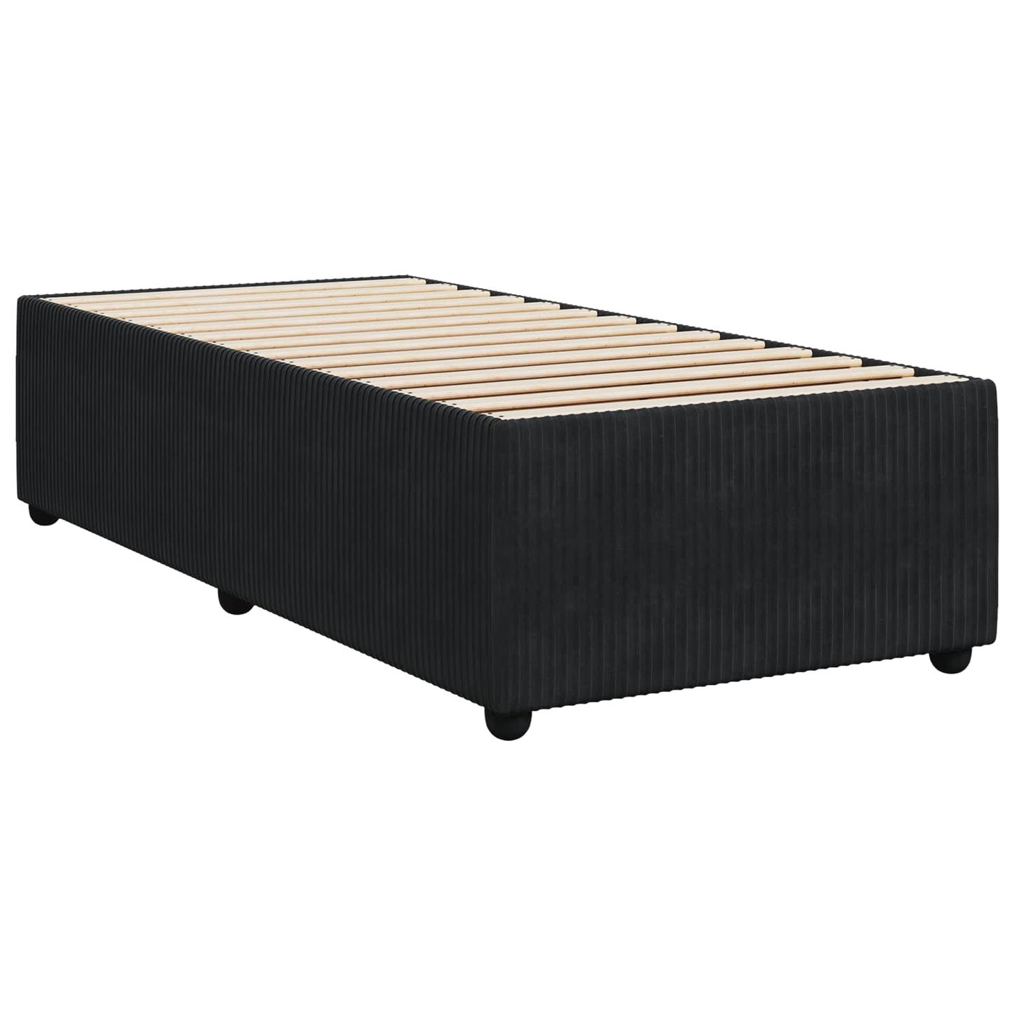 Boxmadras med topmadras med hovedgærde Sort 90 x 200 cm Fløjl
