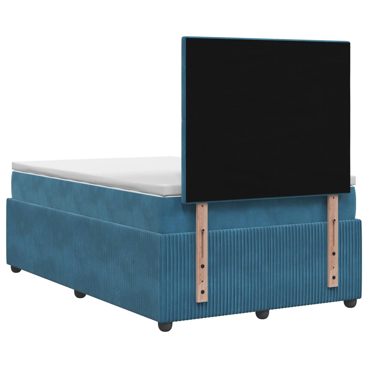 Boxmadras med topmadras med hovedgærde Blå 120 x 190 cm Fløjl