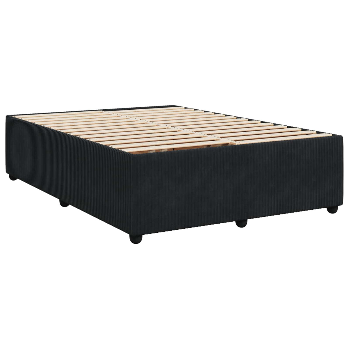 Boxmadras med topmadras med hovedgærde Sort 140 x 190 cm Fløjl