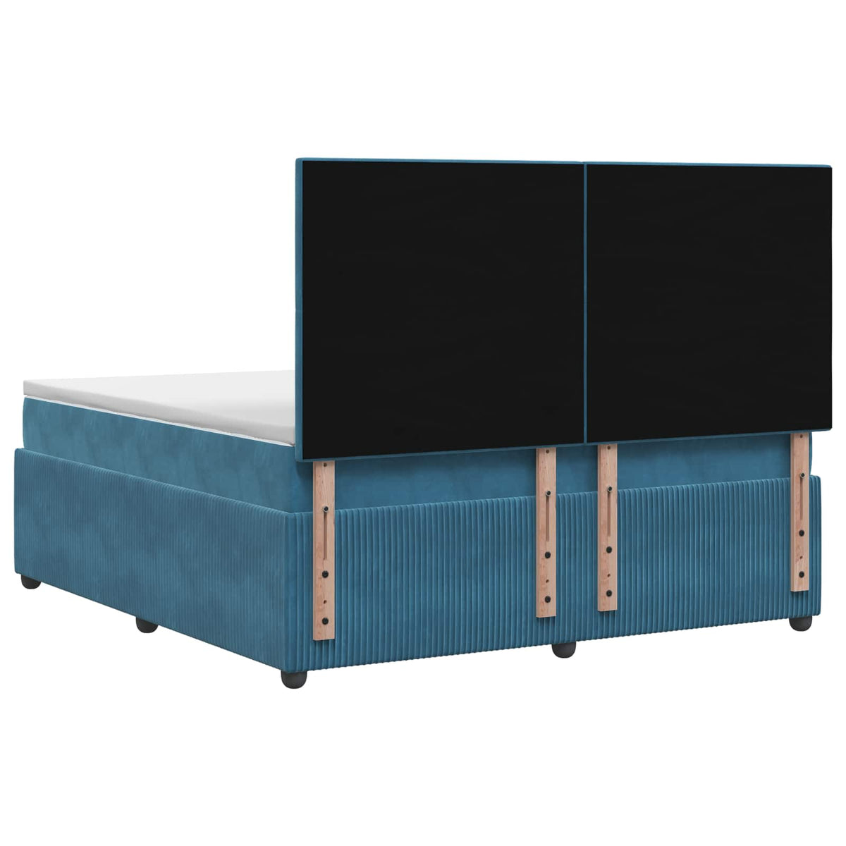 Boxmadras med topmadras med hovedgærde Blå 180 x 200 cm Fløjl