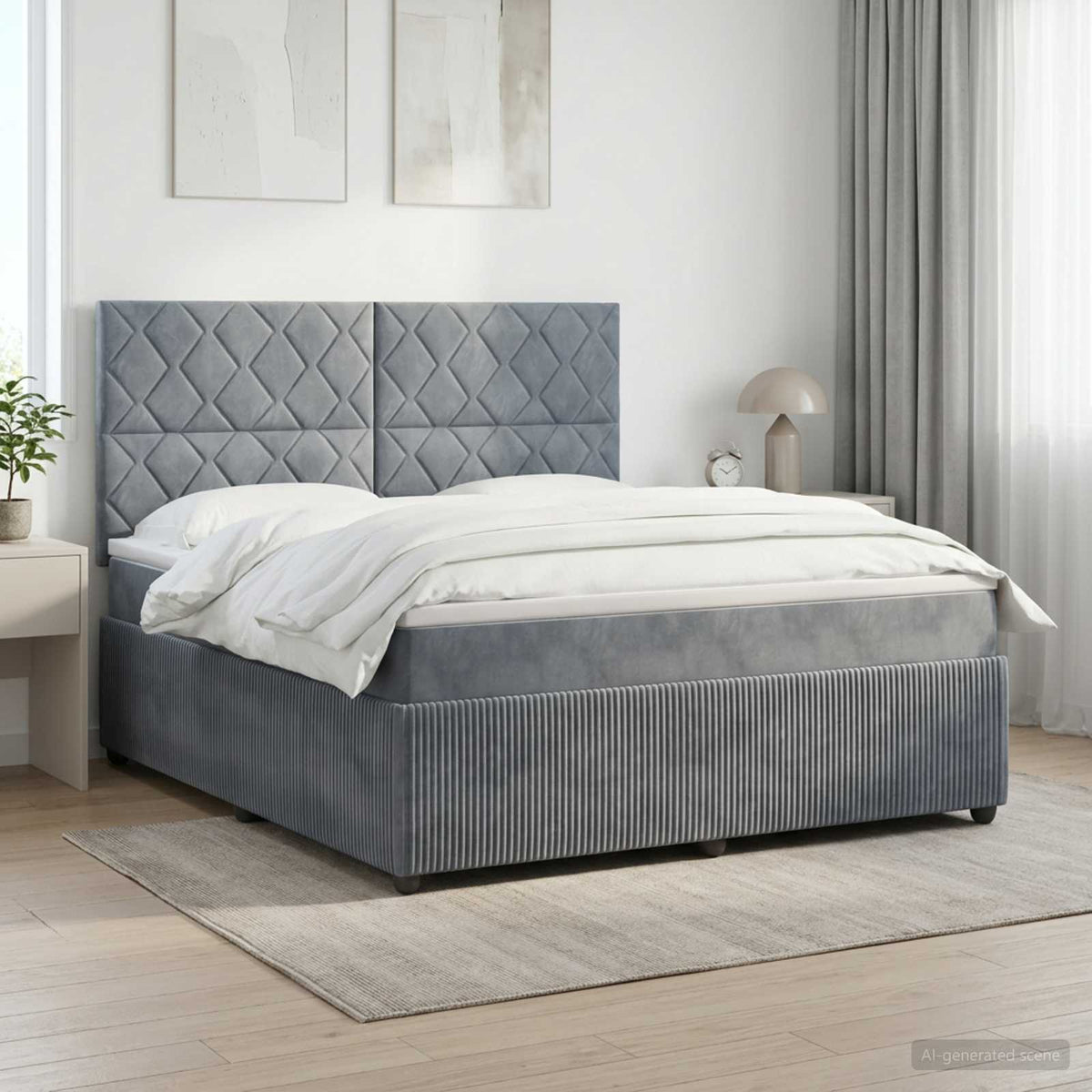 Boxmadras med topmadras Mørkegrå 180 x 200 cm Fløjl