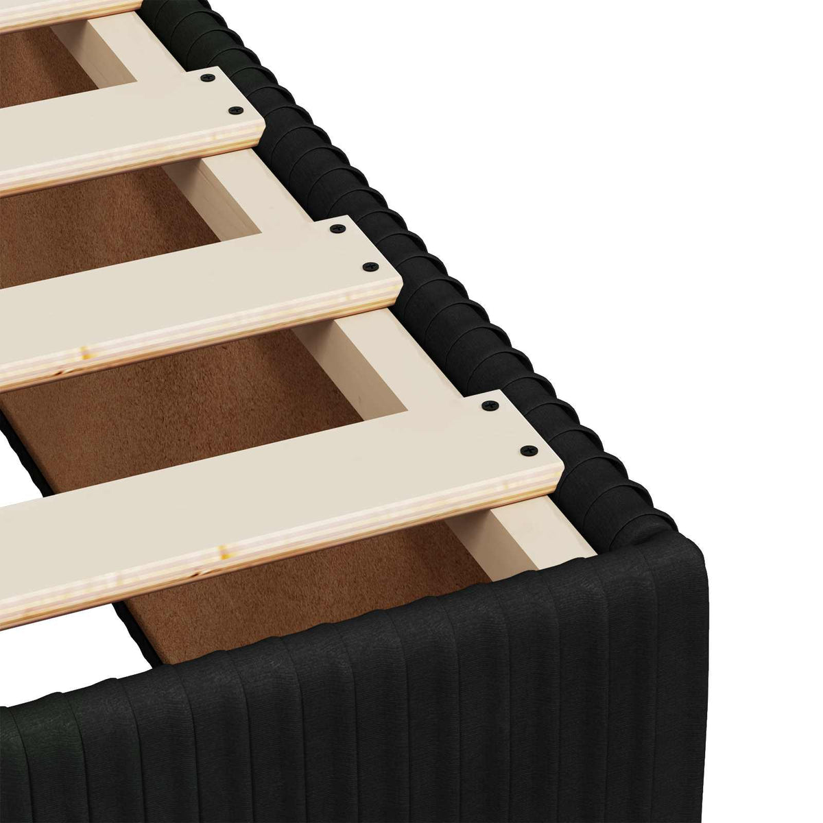 Boxmadras med topmadras med hovedgærde Sort 180 x 200 cm Fløjl