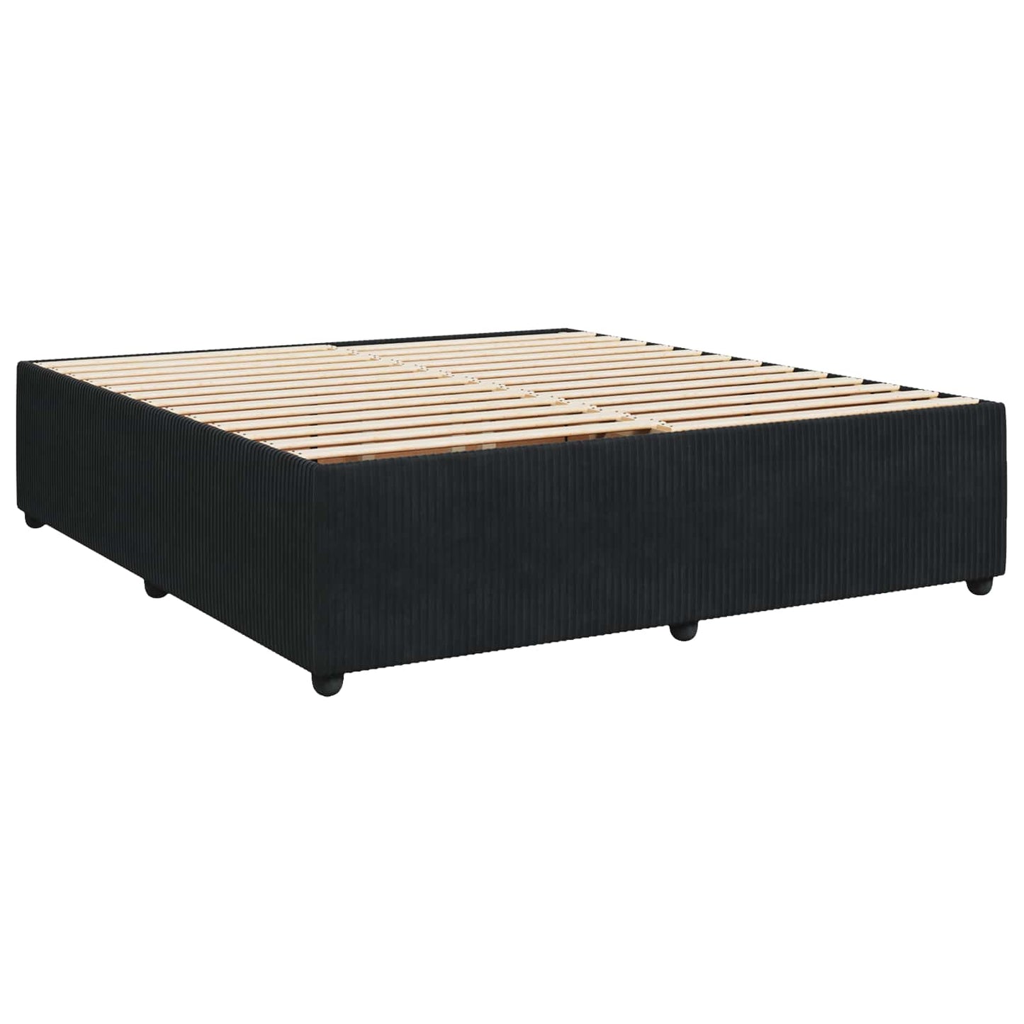 Boxmadras med topmadras med hovedgærde Sort 180 x 200 cm Fløjl