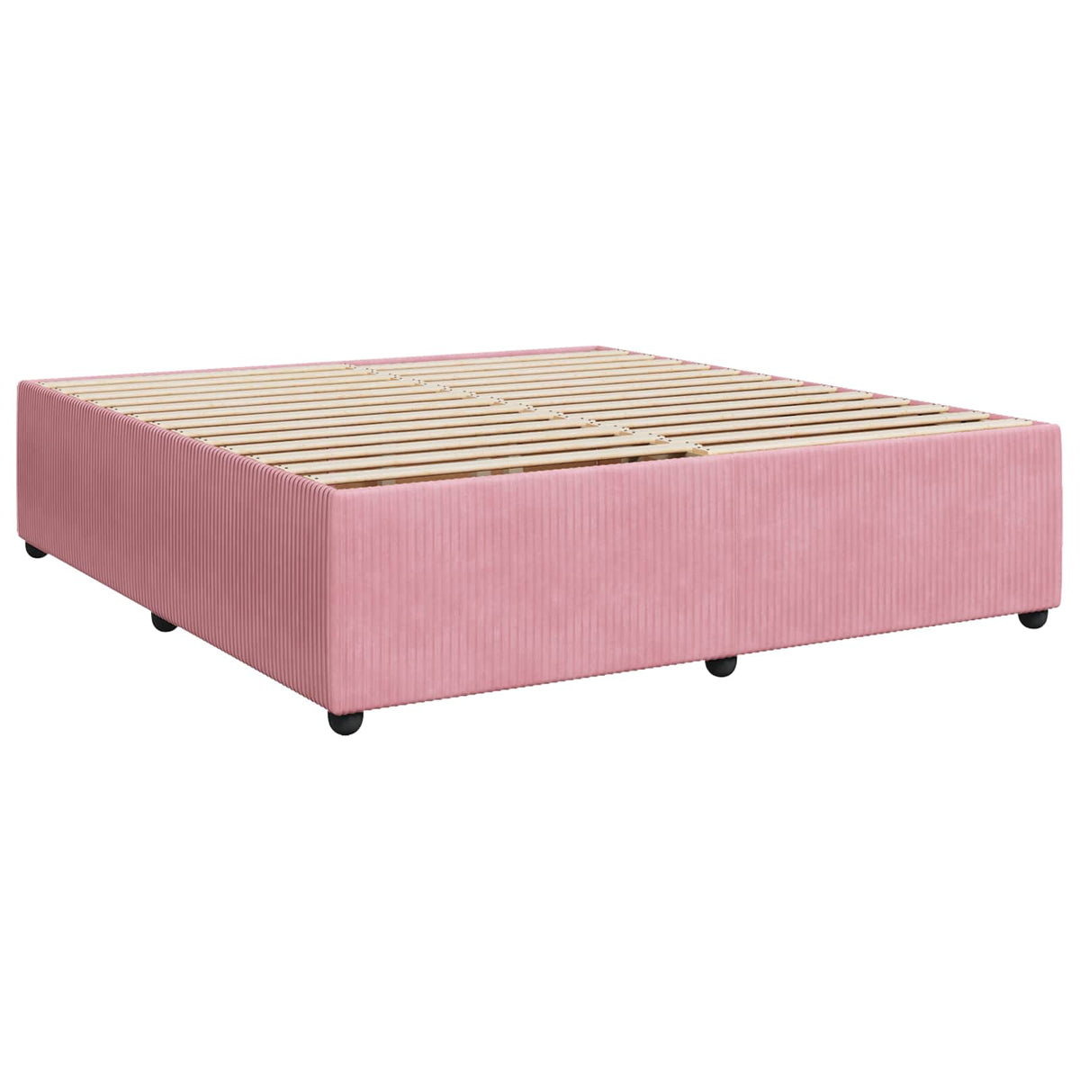Boxmadras med topmadras Lyserød 200 x 200 cm Fløjl