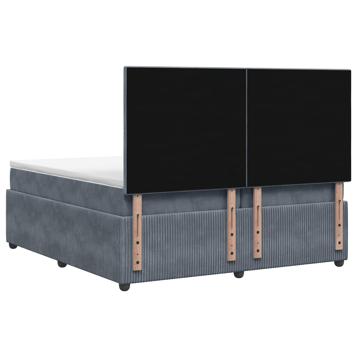 Boxmadras med topmadras Mørkegrå 200 x 200 cm Fløjl
