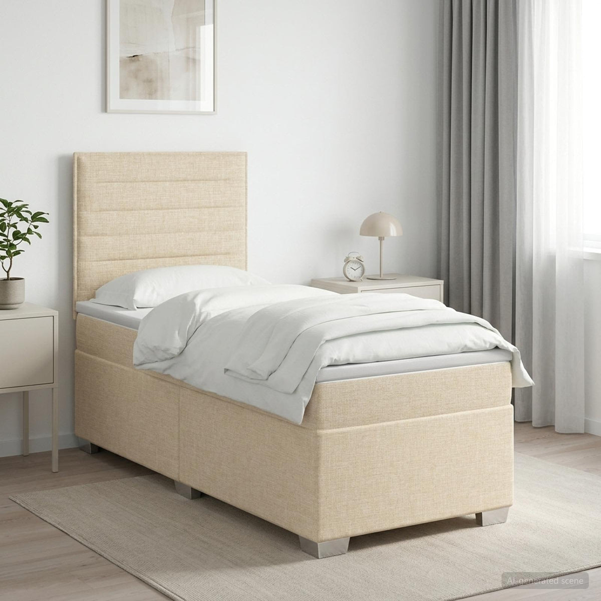 Boxmadras med topmadras Cremefarvet 80 x 200 cm Stof
