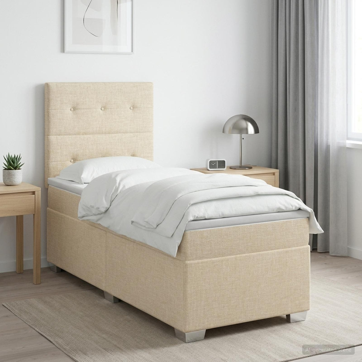 Boxmadras med topmadras Cremefarvet 100 x 200 cm Stof