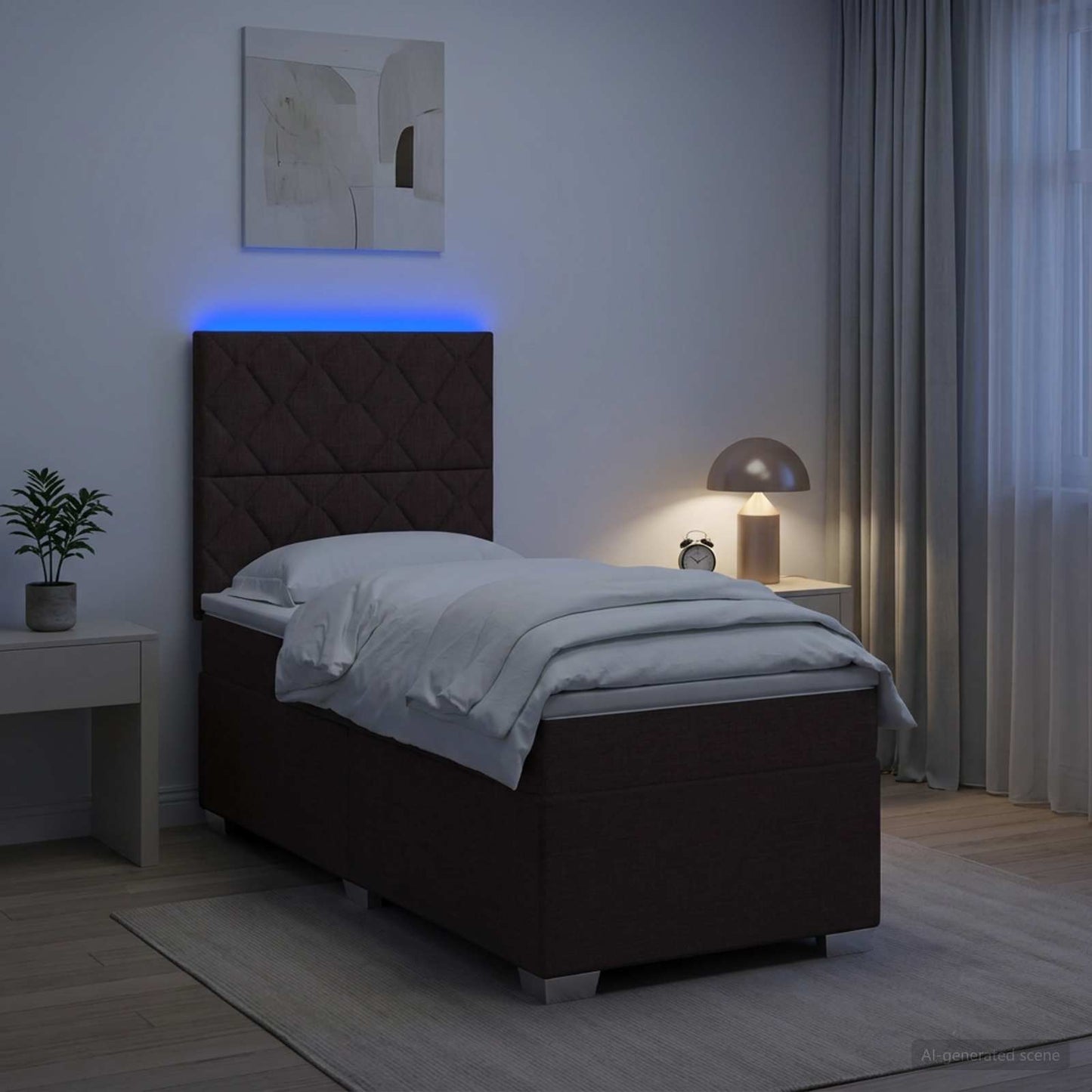 Boxmadras med topmadras Mørk Brun 90 x 200 cm Stof