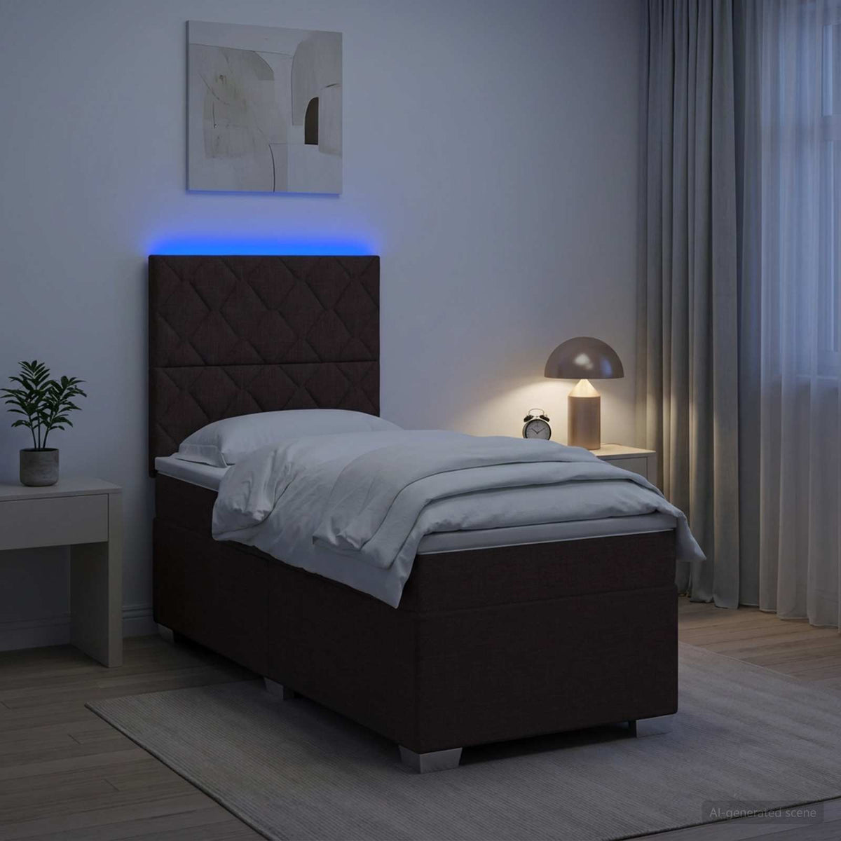 Boxmadras med topmadras Mørk Brun 80 x 200 cm Stof