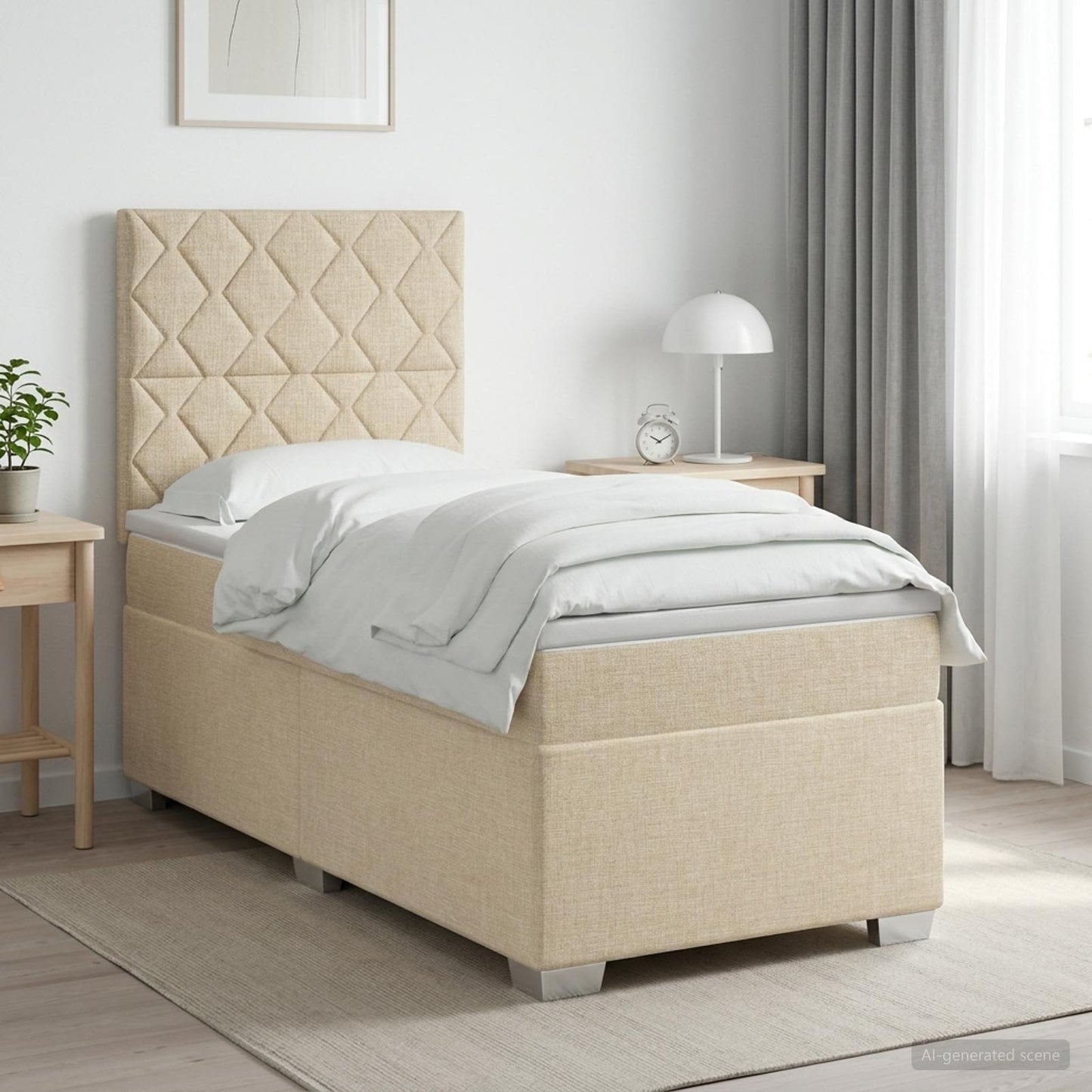 Boxmadras med topmadras Cremefarvet 80 x 200 cm Stof