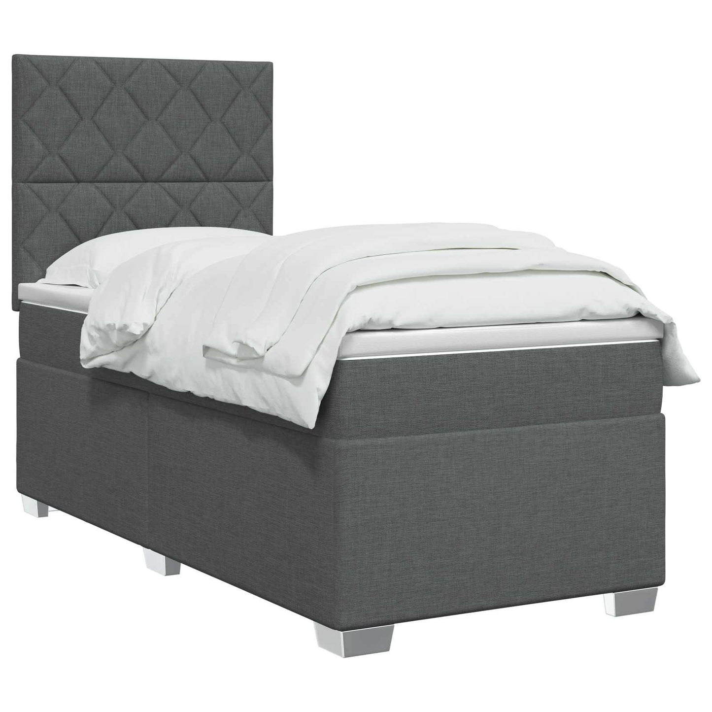 Boxmadras med topmadras Mørkegrå 90 x 190 cm Stof