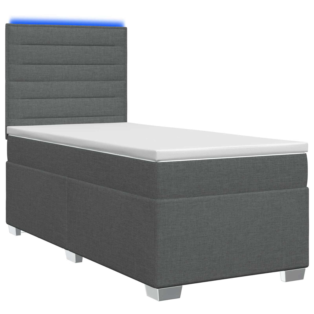 Boxmadras med topmadras Mørkegrå 90 x 200 cm Stof