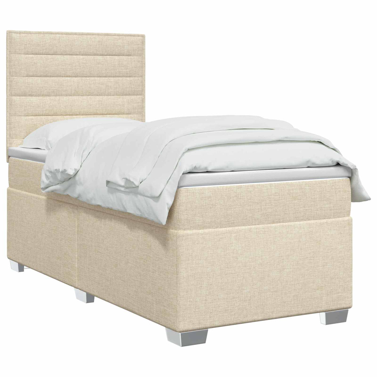 Boxmadras med topmadras Cremefarvet 90 x 200 cm Stof